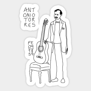 Antonio Torres and the guitar FE09 of 1859 by 9JD Sticker